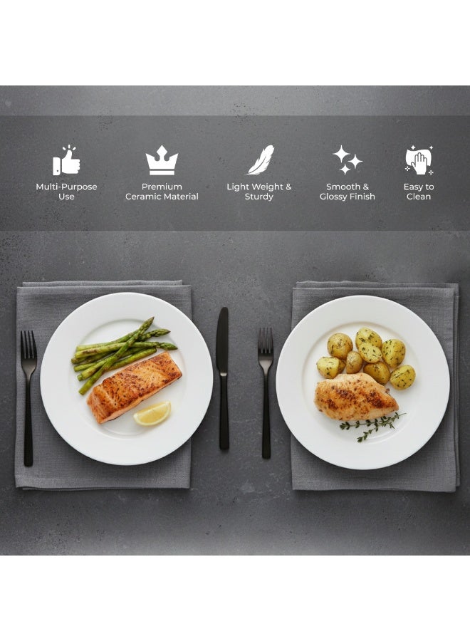 Luminarc 2Pcs White Ceramic Dessert Plate 19cm Elegant Round Plates for Cakes, Snacks & Desserts Microwave & Dishwasher Safe Tableware - Image 4